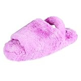 Jessica Simpson Girls Plush Faux Fur Slip on House Slippers With Memory Foam | Amazon (US)