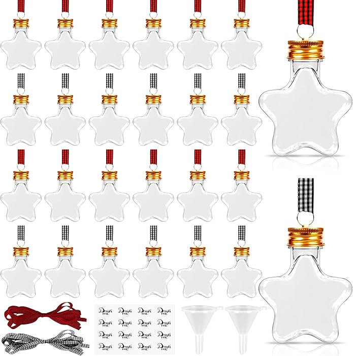 32 Pack Fillable Christmas Balls, Christmas Tree Hanging Ornaments Clear Plastic Water Bottle Bul... | Amazon (US)