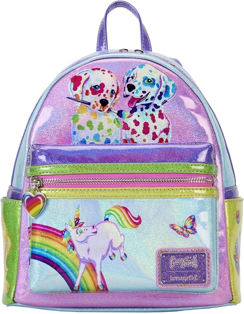 Loungefly Lisa Frank Color Block Mini Backpack Double Strap Shoulder Bag Purse | Amazon (US)