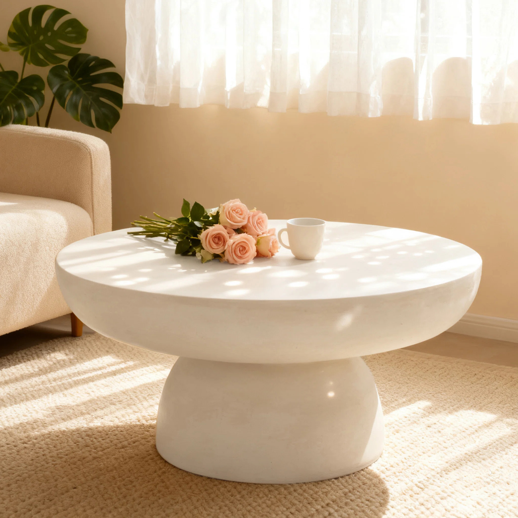 Modern Magnesium Oxide Round Coffee Table | Wayfair North America