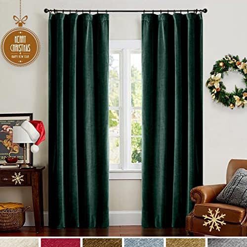 Lazzzy Velvet Curtains Green Room Darkening Curtain Panels Thermal Insulated Super Soft Luxury Da... | Amazon (US)