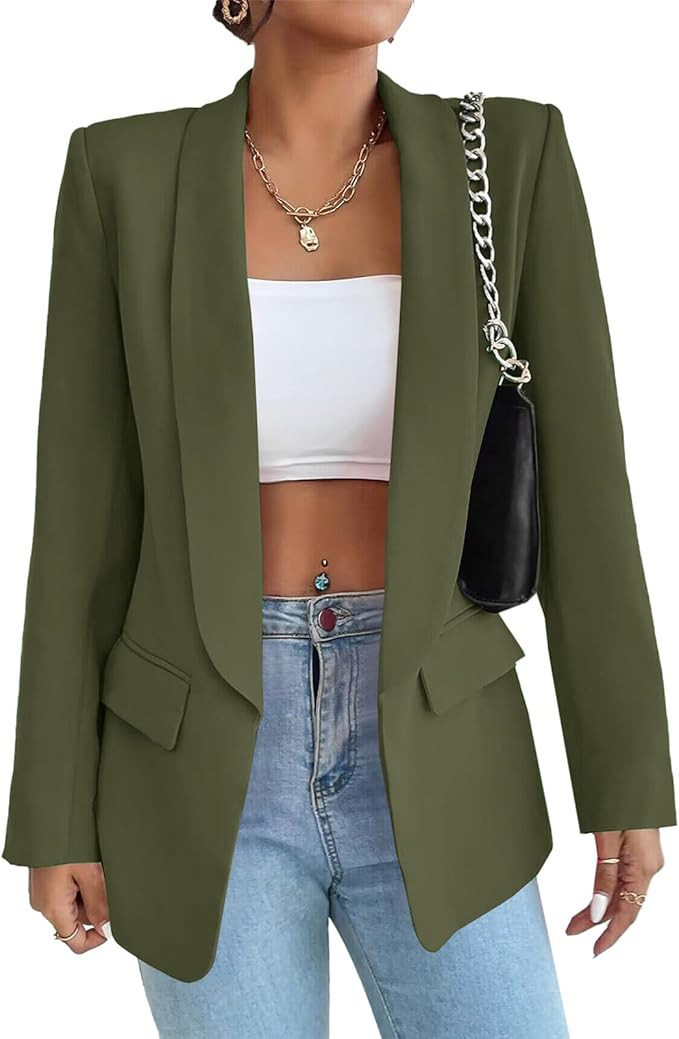 Women's Sweater Blazers Bussiness Casual Jacket Long Sleeve Cardigan Button Front Lapel Suit with... | Amazon (US)