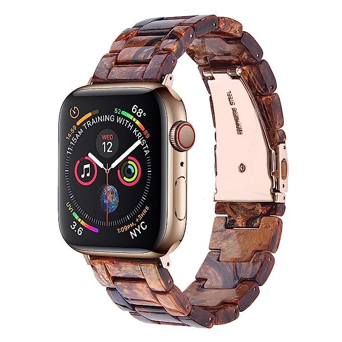 Resin Bands Compatible with Apple Watch Band 38mm 40mm iWatch Series 4/3/2/1 Women with Stainless... | Amazon (US)