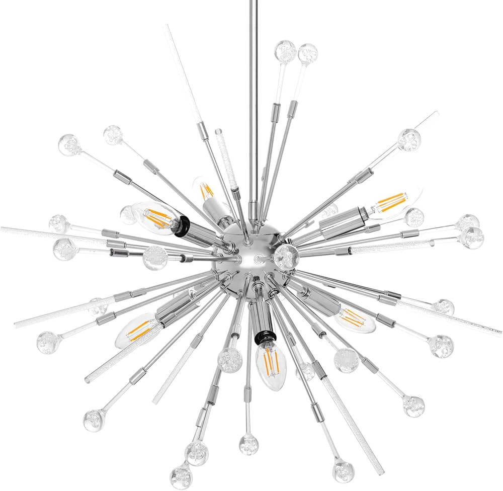 Modern Chandeliers,6-Lights Bulbs Chandelier Light Fixutres Adjustable Rods Globe Pendant Lightin... | Amazon (US)