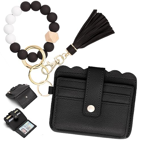 Amazon.com: KNGITRYI Wallet Keychain Wristlet for Women,Slim RFID Credit Card Holder Purse Tassel... | Amazon (US)