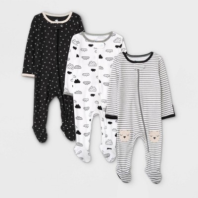 Baby 3pk Zip-Up Sleep N' Play - Cloud Island™ Black/White | Target