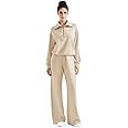 SUUKSESS Women 2 Piece Lounge Matching Set Wide Leg Sweatpant Half Zip Sweatshirt | Amazon (US)