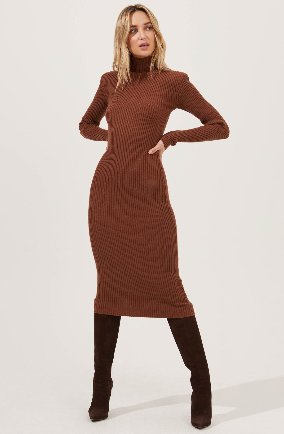 Abilene Long Sleeve Turtleneck Sweater Midi Dress | ASTR The Label (US)