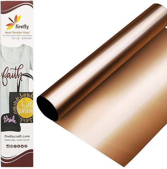 Firefly Craft Metallic Heat Transfer Vinyl Sheets - Copper HTV - Iron On Vinyl for Cricut, HTV Vi... | Amazon (US)