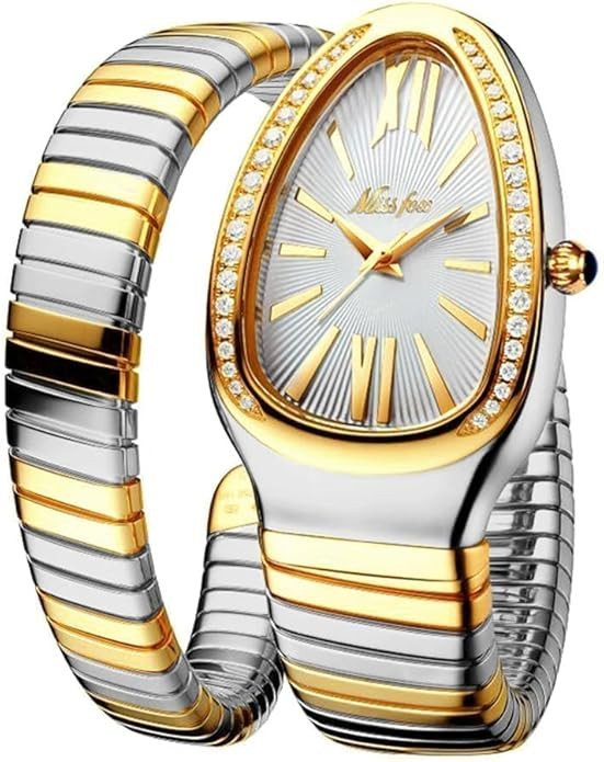 Classic Snake Shape Watch for Women Gold Silver Scaleable Bracelet Womens Watches Bling Diamonds ... | Amazon (US)