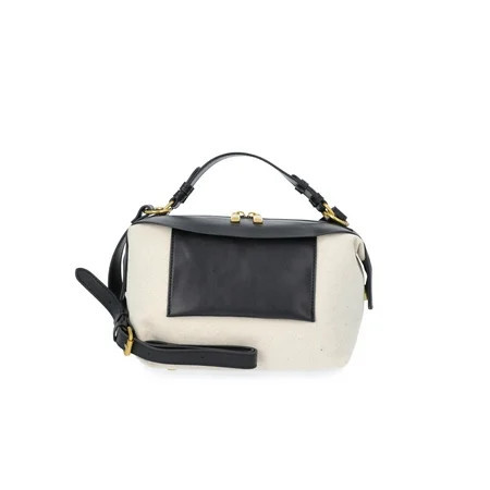 Free Assembly Women's Canvas Crossbody Handbag, Natural/Black | Walmart (US)