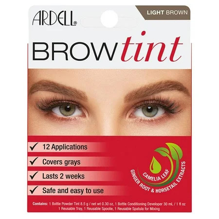 Ardell Brow Tint Kit Light Brown - Semi-Permanent Eyebrow Dye Long-Lasting Brow Color with Natural Extracts Complete Eyebrow Tint Set 1 Pack | Walmart (US)