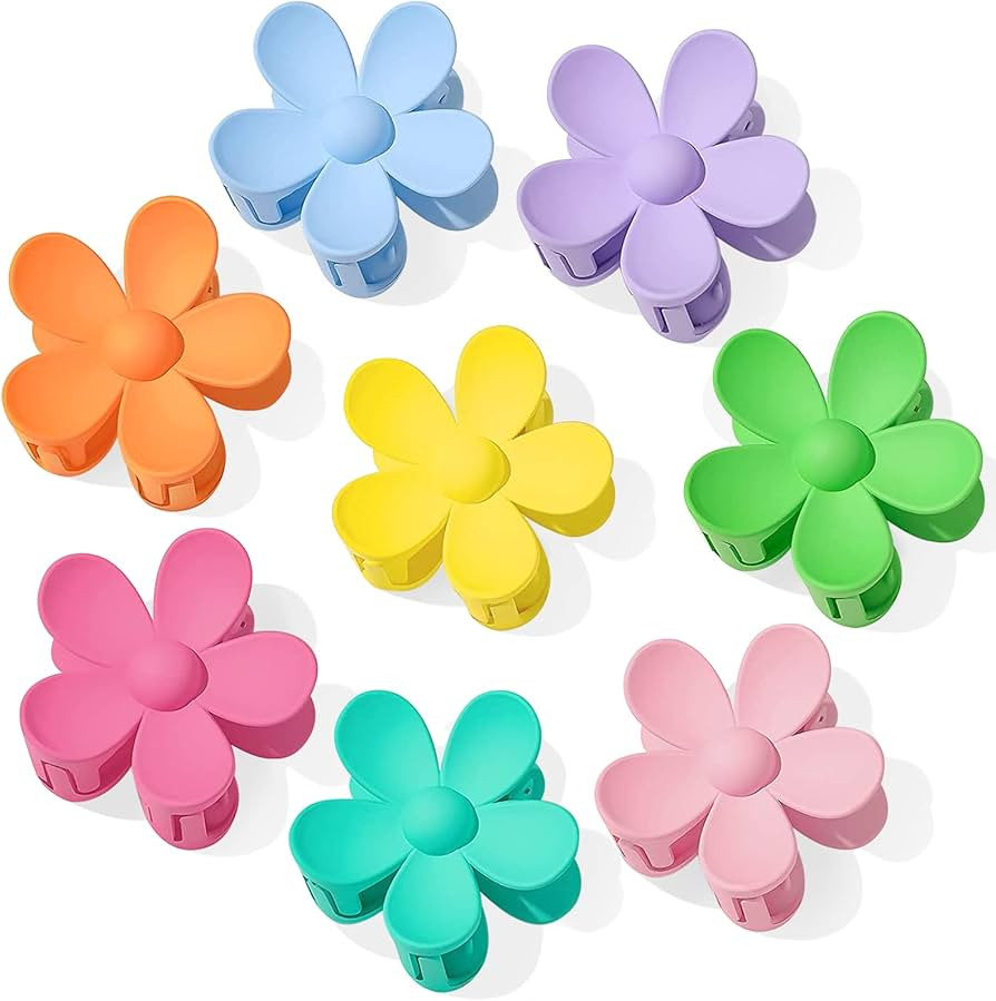 Flower Hair Clips Hair Claw Clips 8PCS Big Cute Claw Clips For Women Thick Hair, Large Hair Clips... | Amazon (US)