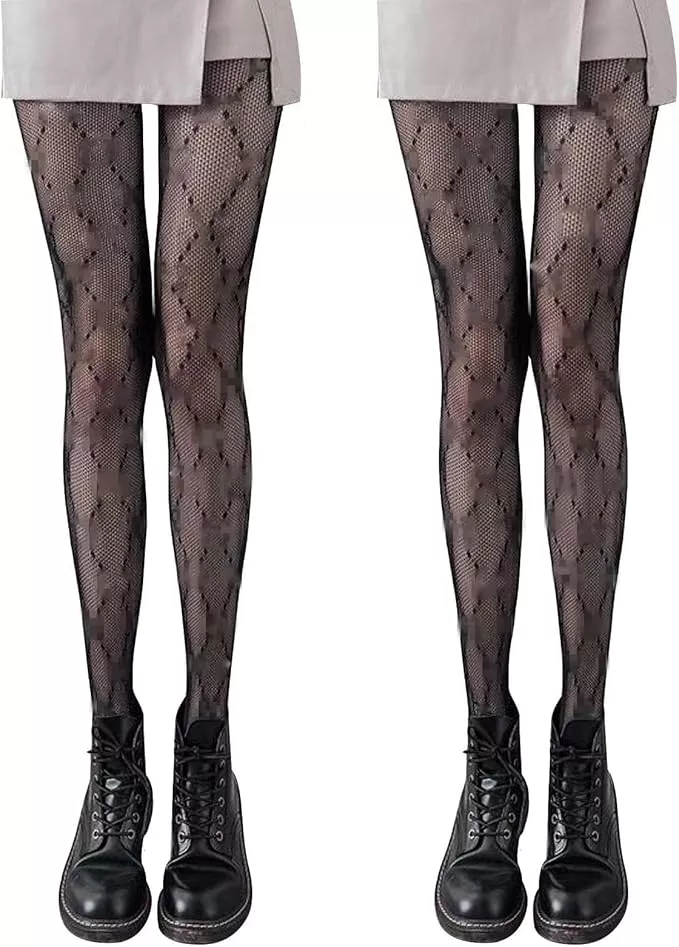 SHEIN Women's Patterned Tights Fishnet Floral Stockings Pantyhose Stockings  Leggings 