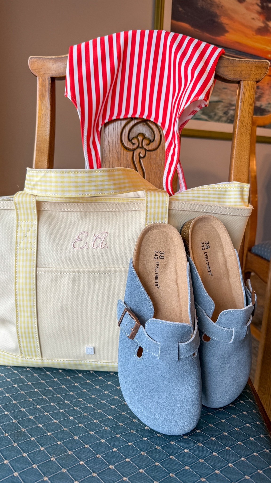 Summer staples! Swimsuit is from SunBent Co. in Newport! 🇺🇸🦞🌊 LOVE my Morrow & Main tote it's waterproof and wipeable which makes it the perfect beach bag! (And zips closed!) 🥂

Gignham tote bag / gingham bag / blue clogs / light blue clogs / blue slip ons / monogram bag / gingham tote / summer bag / summer tote / zip beach bag / zip tote 

#LTKSwim #LTKTravel #LTKootd