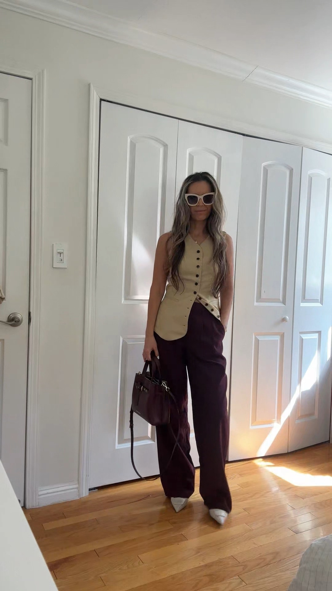 Burgundy pants sz 2 - runs large
Beige long vest sz S - true to size
I’m 5’5” 122 lbs 

Burgundy bag is on sale - genuine leather - love!

Fall outfits 



#LTKFindsUnder50 #LTKFallSale #LTKWorkwear