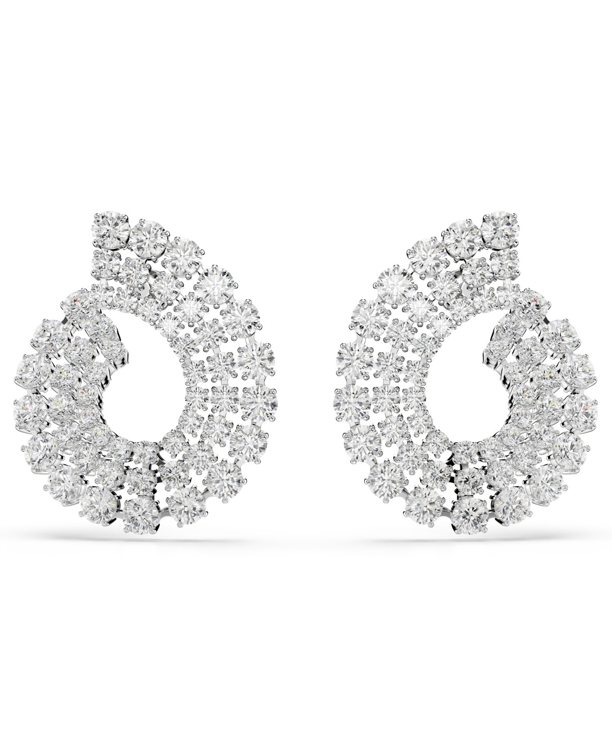 Swarovski Matrix Rhodium Plated Round Cuts Hoop Earrings - White | Macy's