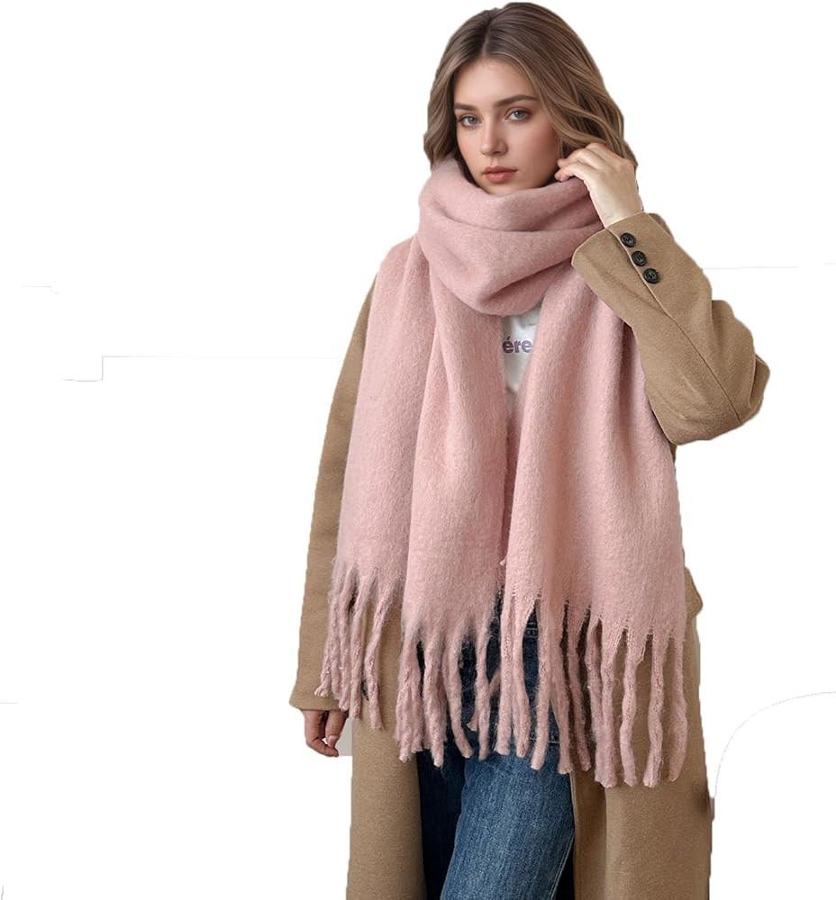 Women's Winter Scarfs, Mohair Vintage Scarf for Women and Men, Large Chunky Scarf Cashmere Feel B... | Amazon (US)