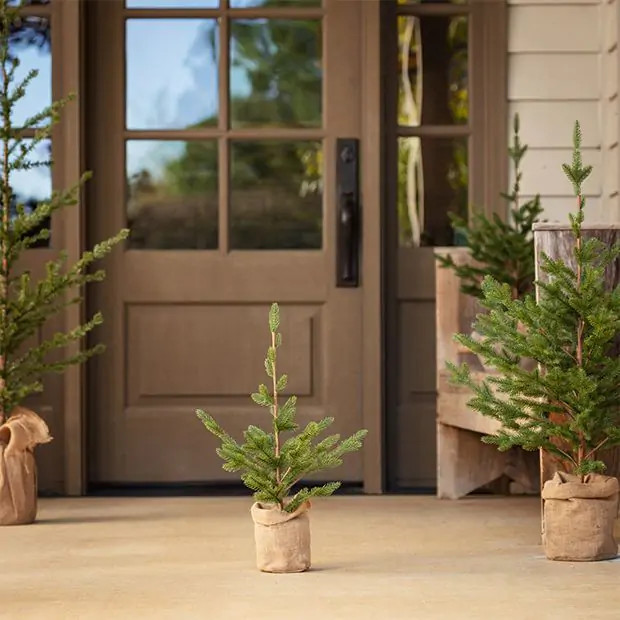 Faux Woodland Fir In Burlap Wrapped Base | Antique Farm House