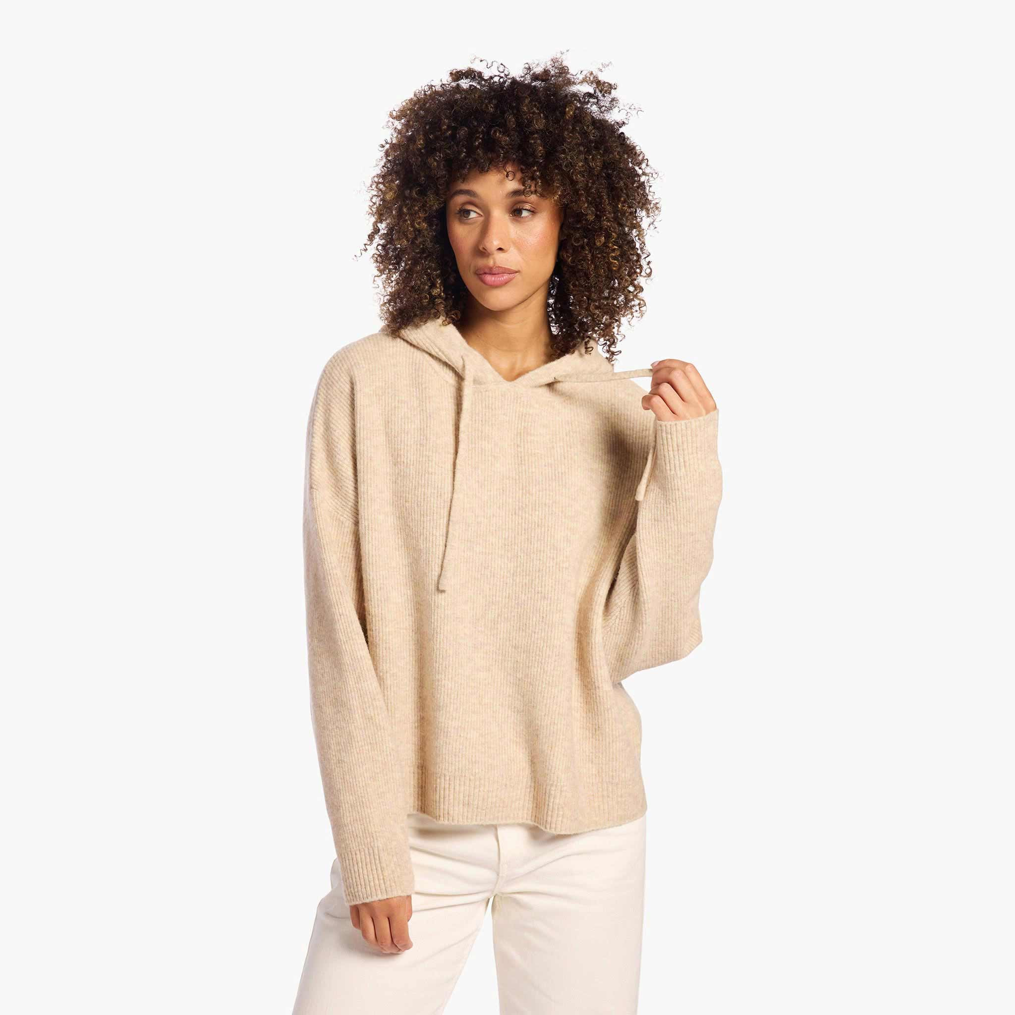 Cozy Knit Ribbed Sweater Hoodie | Charcoal | Nuuds US