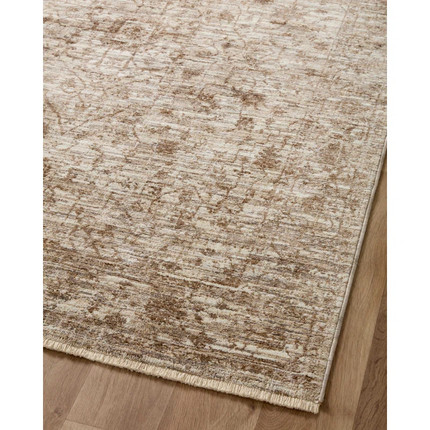 Sorrento Oriental Machine Made Polyester Area Rug in Bark/Natural