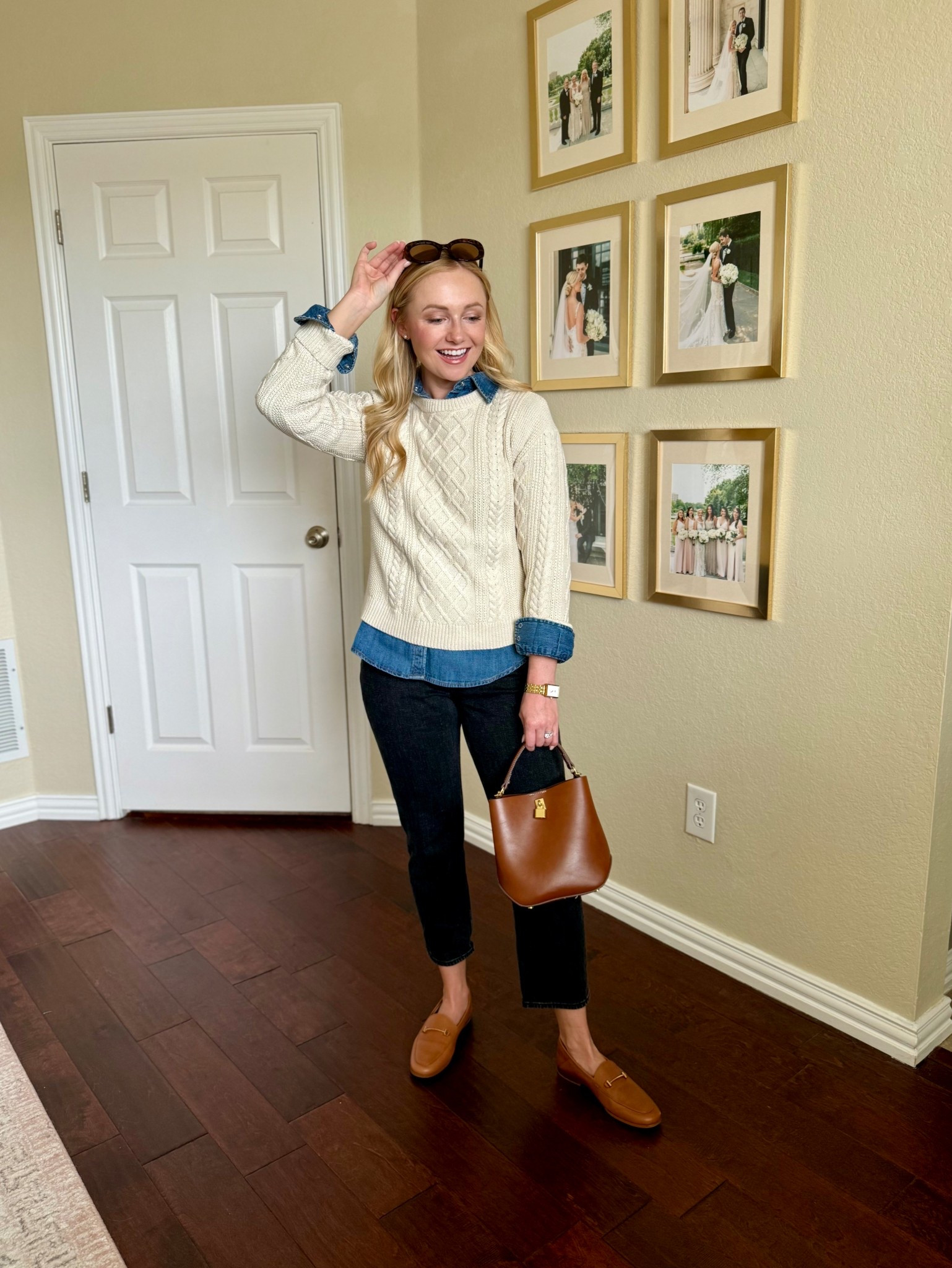 A cable knit sweater is a must for a fall wardrobe! I love layering button downs under sweaters; it’s such a classic look! Wearing an XS in top, sweater and 26S in jeans 

#LTKSeasonal #LTKPetite #LTKStyleTip