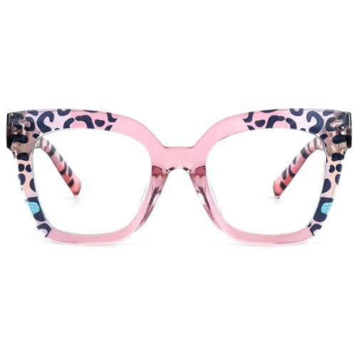 Zeelool Square Eyeglasses Frames for Women Pink Leopard Glasses Fashion Designer Full Eyewear Glasses Malcolm VFT0269-16 Pink-Tortoise | Amazon (US)