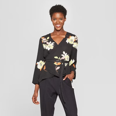 Women's Long Sleeve Silky Wrap Top - Who What Wear™ | Target