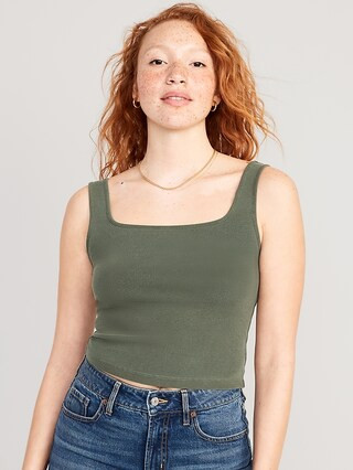 Crop Rib-Knit Tank Top | Old Navy (US)