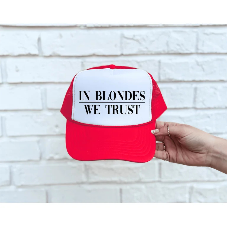 In Blondes We Trust Red & White Trucker Hat | Walmart (US)