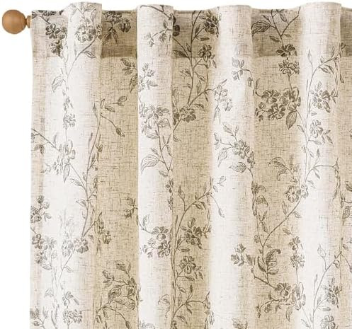 Lazzzy Floral Linen Curtains Farmhouse Extra Long Curtain for Living Room Bedroom Light Filtering... | Amazon (US)
