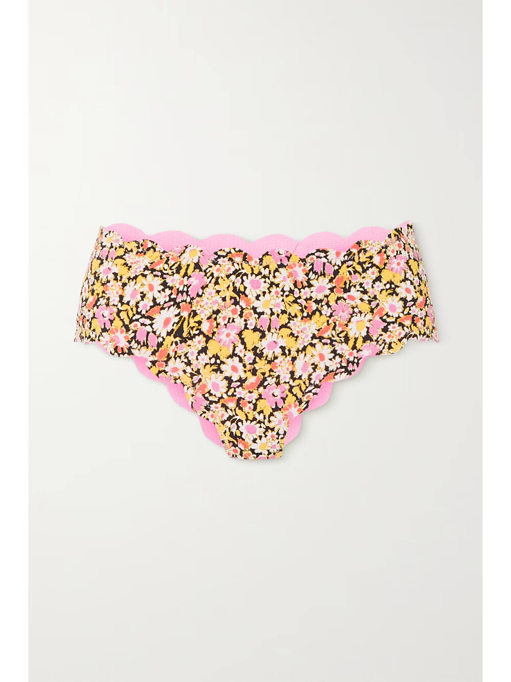 Spring reversible scalloped floral-print stretch-crepe bikini briefs | NET-A-PORTER (US)