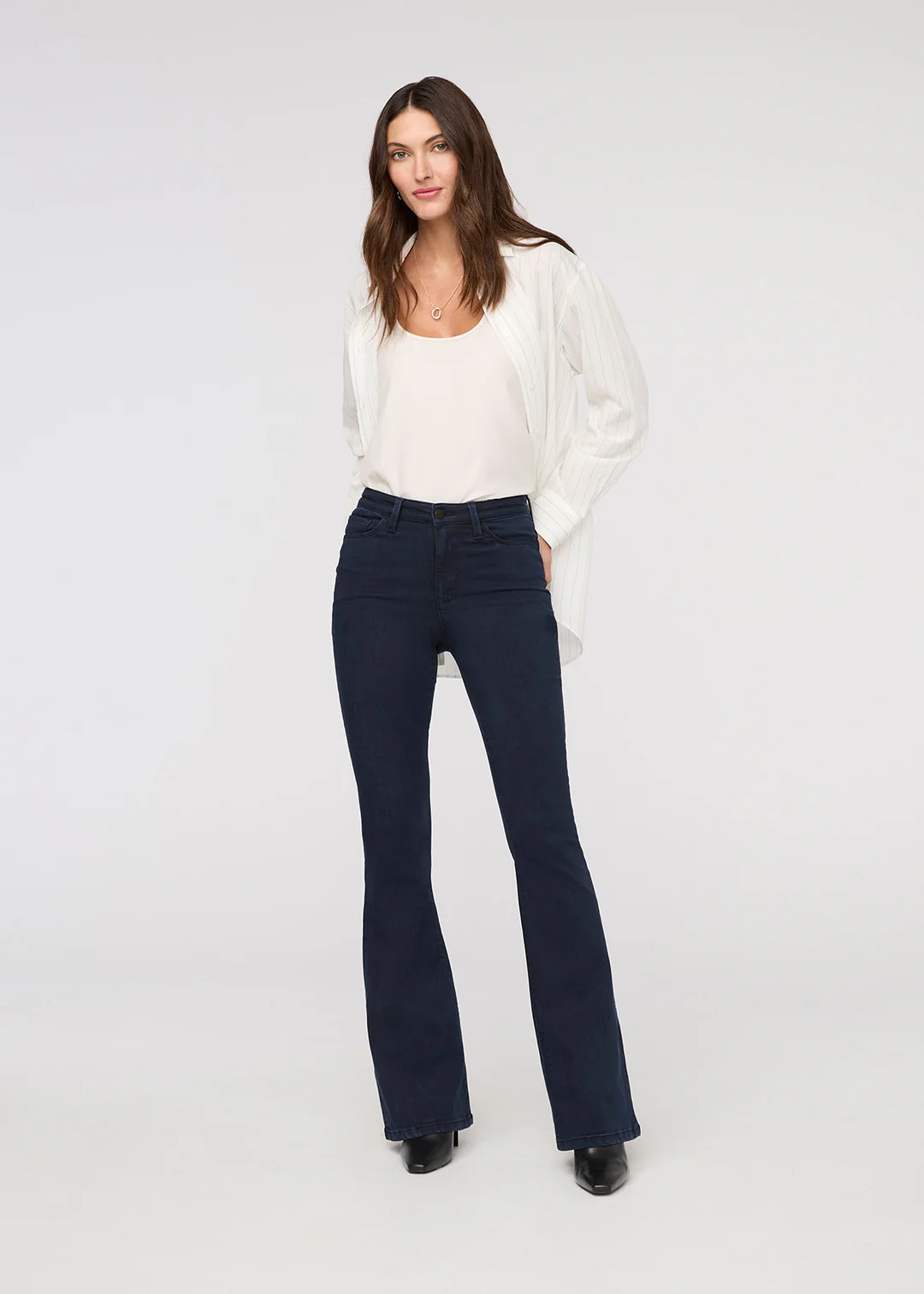 No Sweat Denim High Rise Flare - Dusk Blue | DUER