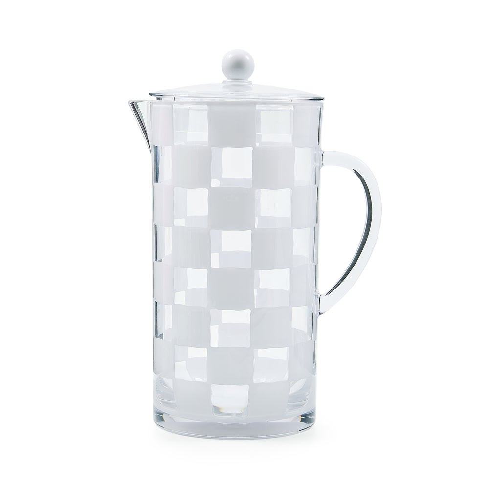 White Check Acrylic Pitcher | MacKenzie-Childs