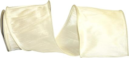 Reliant Ribbon Dupioni Supreme Wired Edge Ribbon, 4 Inch X 10 Yards, Ivory | Amazon (US)
