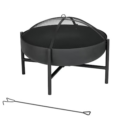 Origin 21 28-in W Black Steel Wood-Burning Fire Pit | Lowe's