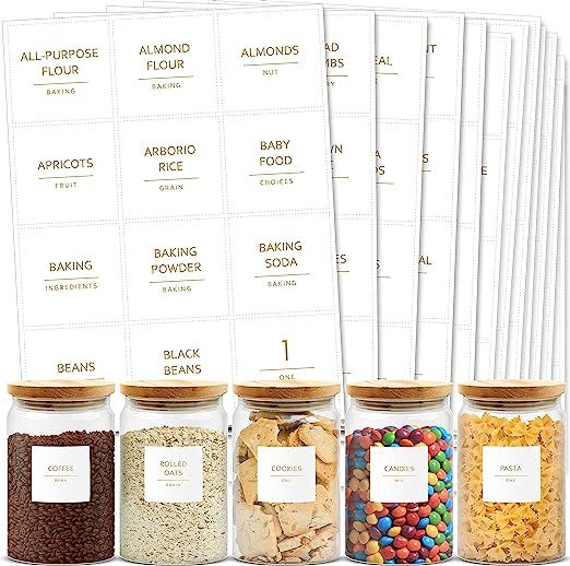 Talented Kitchen 144 Gold Minimalist Pantry Labels – 144 Kitchen Pantry Names – Gold Text on ... | Amazon (US)