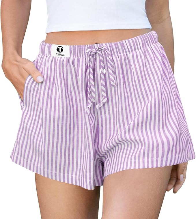 TARSE Striped Shorts for Women Pajama Sleep Boxer Shorts 2026 Summer Casual Summer Home Wear Y2K ... | Amazon (US)