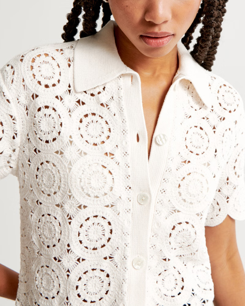 Crochet-Style Mosaic Tile Polo | Abercrombie & Fitch (US)