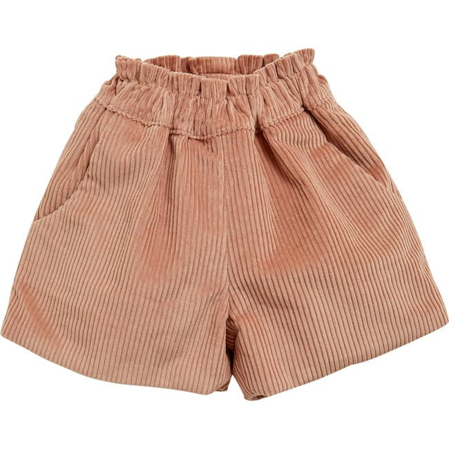 Freesia Wale Corduroy Frilled Elastic Waist Shorts, Dusty Pink | Maisonette
