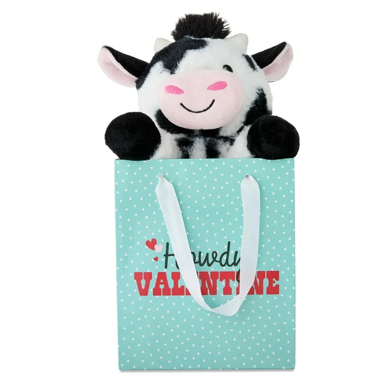 Cow Plush in Howdy Valentine Gift Bag, Black and White, 11", Valentine's Day by Way To Celebrate | Walmart (US)