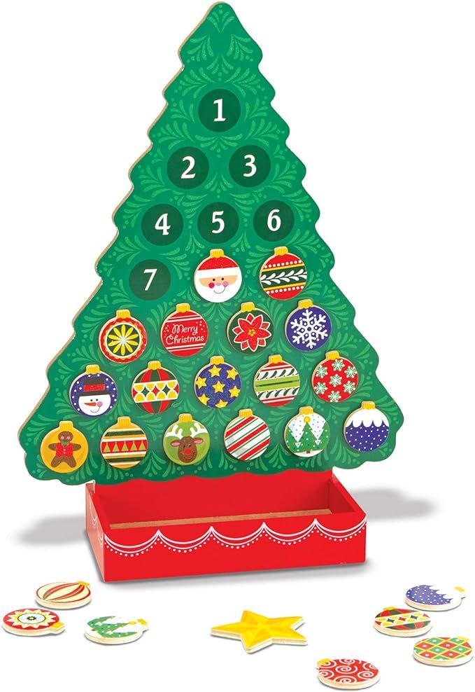Melissa & Doug Countdown to Christmas Wooden Advent Calendar - Magnetic Tree, 25 Magnets | Amazon (US)