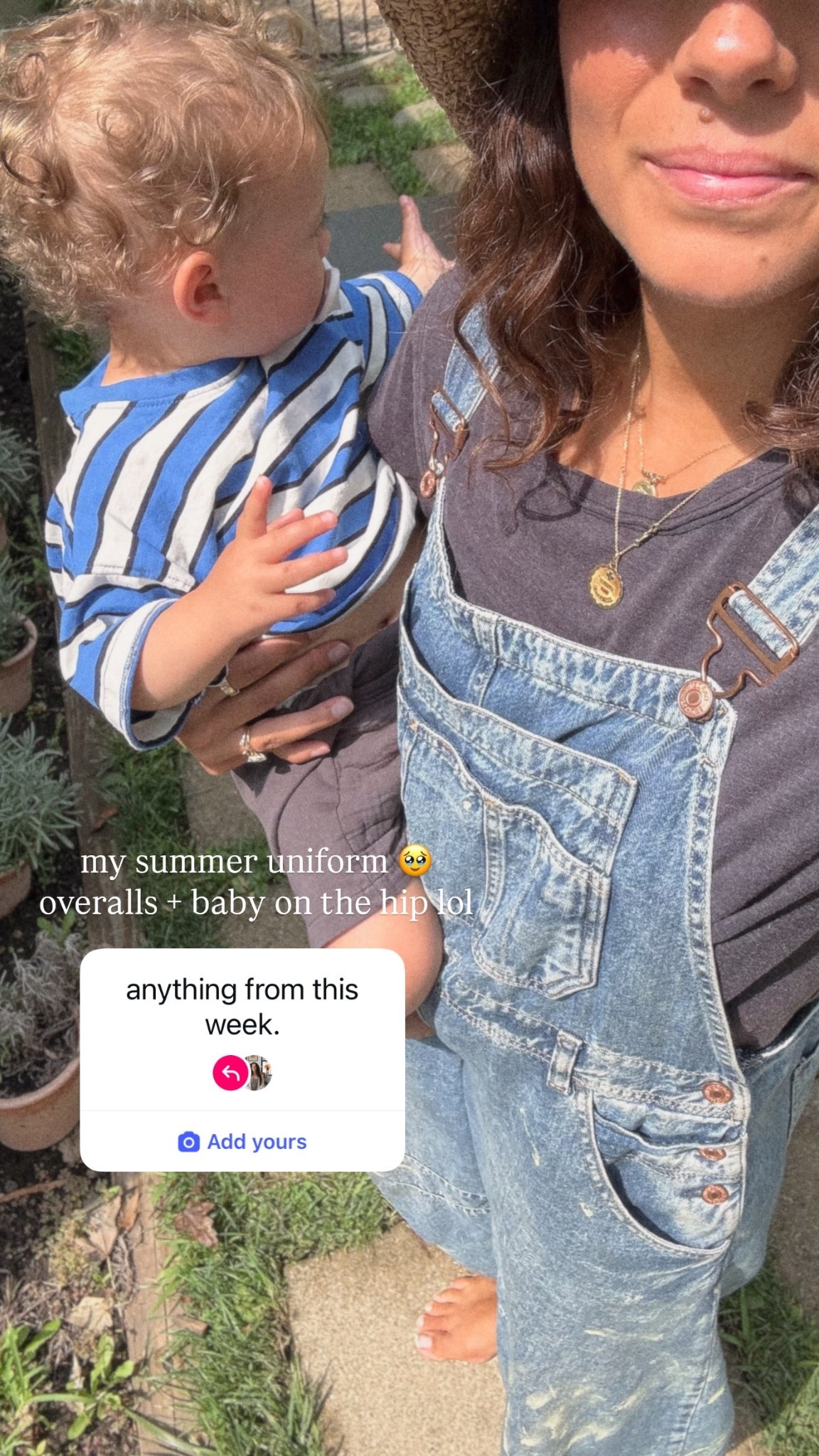 my summer uniform 🥹 overalls + baby on the hip lol

#LTKmorningroutine #LTKmomlife