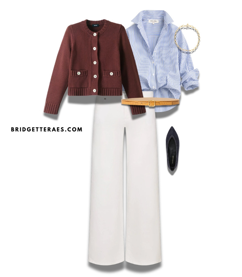 How to professionally wear white jeans to work.  This look demonstrates one of my favorite styling principles: when you’re wearing a wider silhouette on the bottom, create balance with a more fitted, structured shape on top. 

 #LTKWorkwear