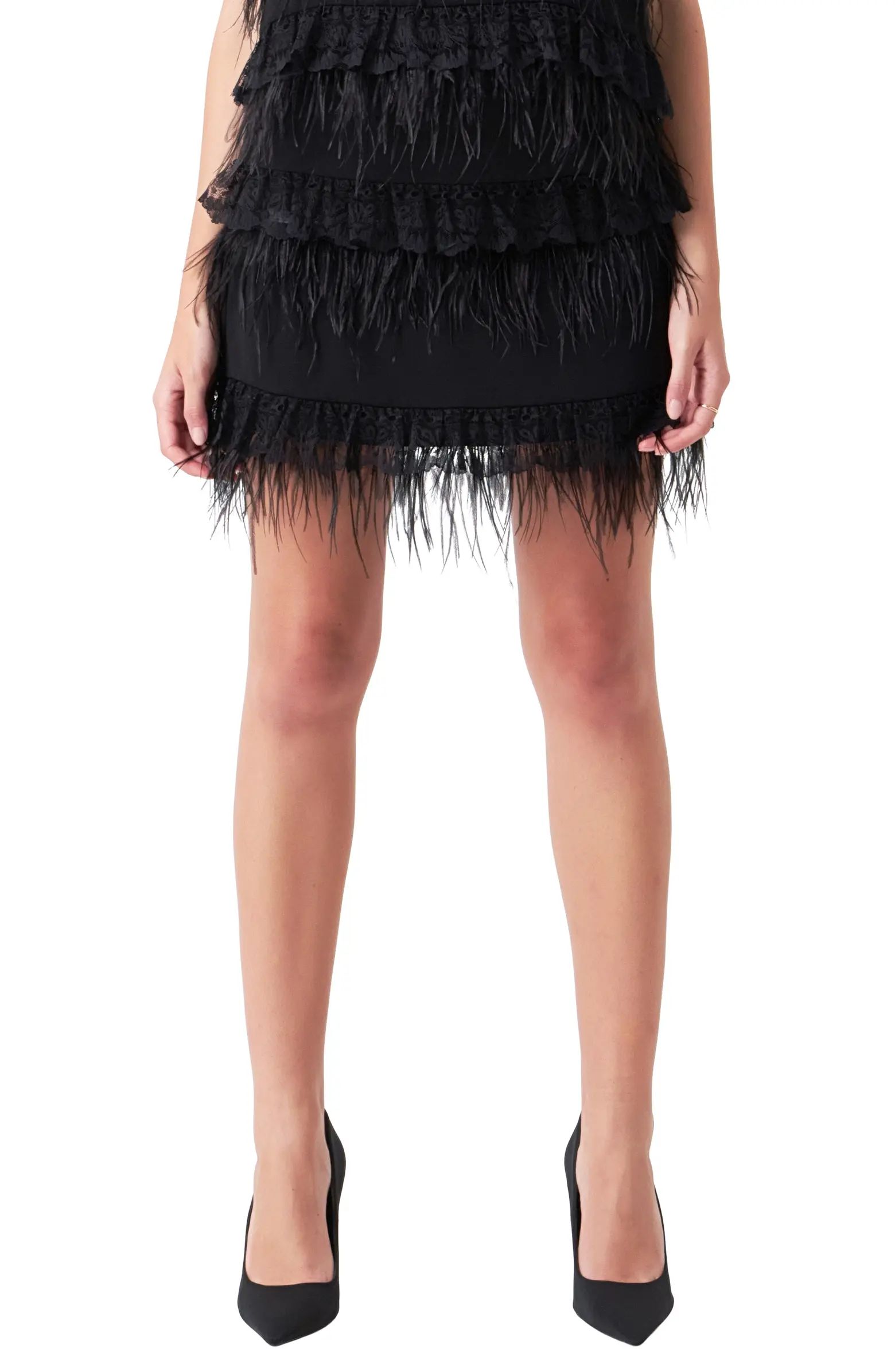 Endless Rose Lace & Feather Miniskirt | Nordstrom | Nordstrom