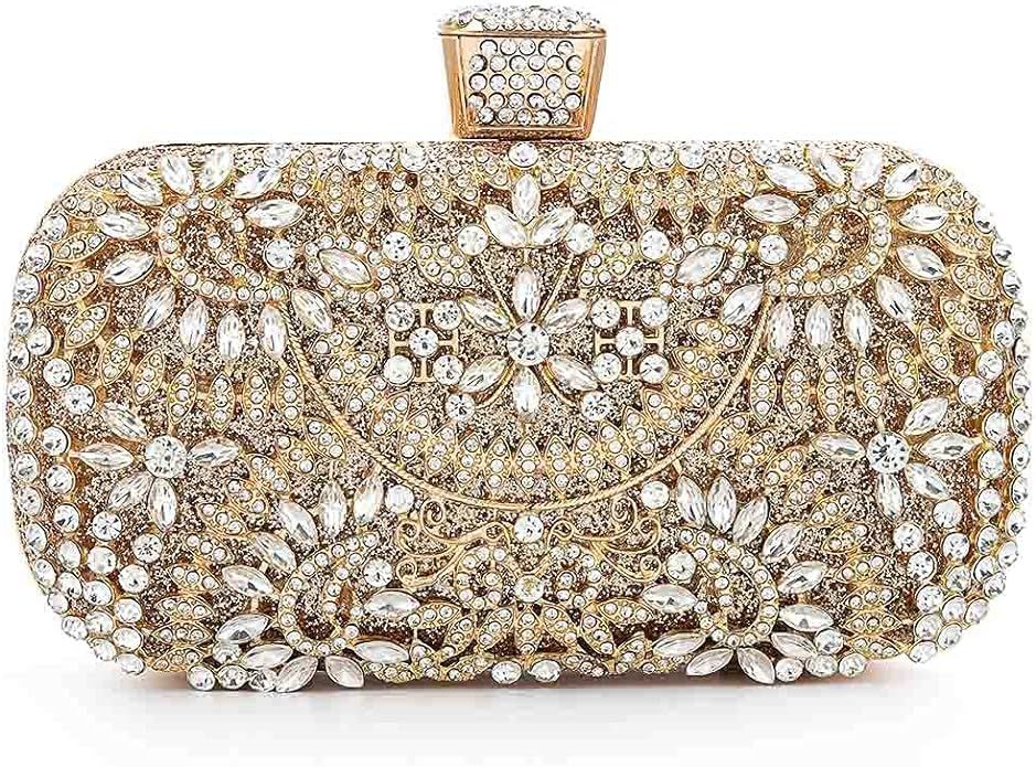 Yokawe Womens Crystal Evening Clutch Bag Bridal Wedding Purse Rhinestone Party Prom Handbag | Amazon (US)