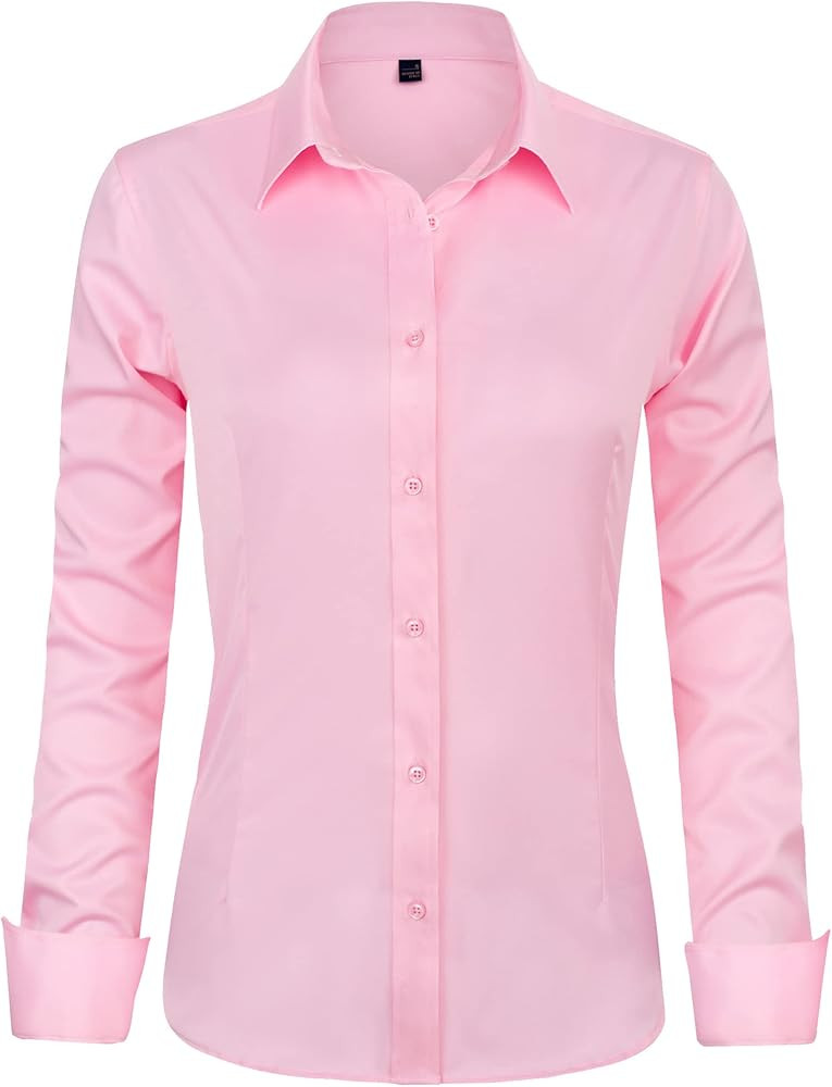 J.VER Womens Dress Shirts Long Sleeve Button Down Shirts Wrinkle-Free Solid Work Blouse | Amazon (US)