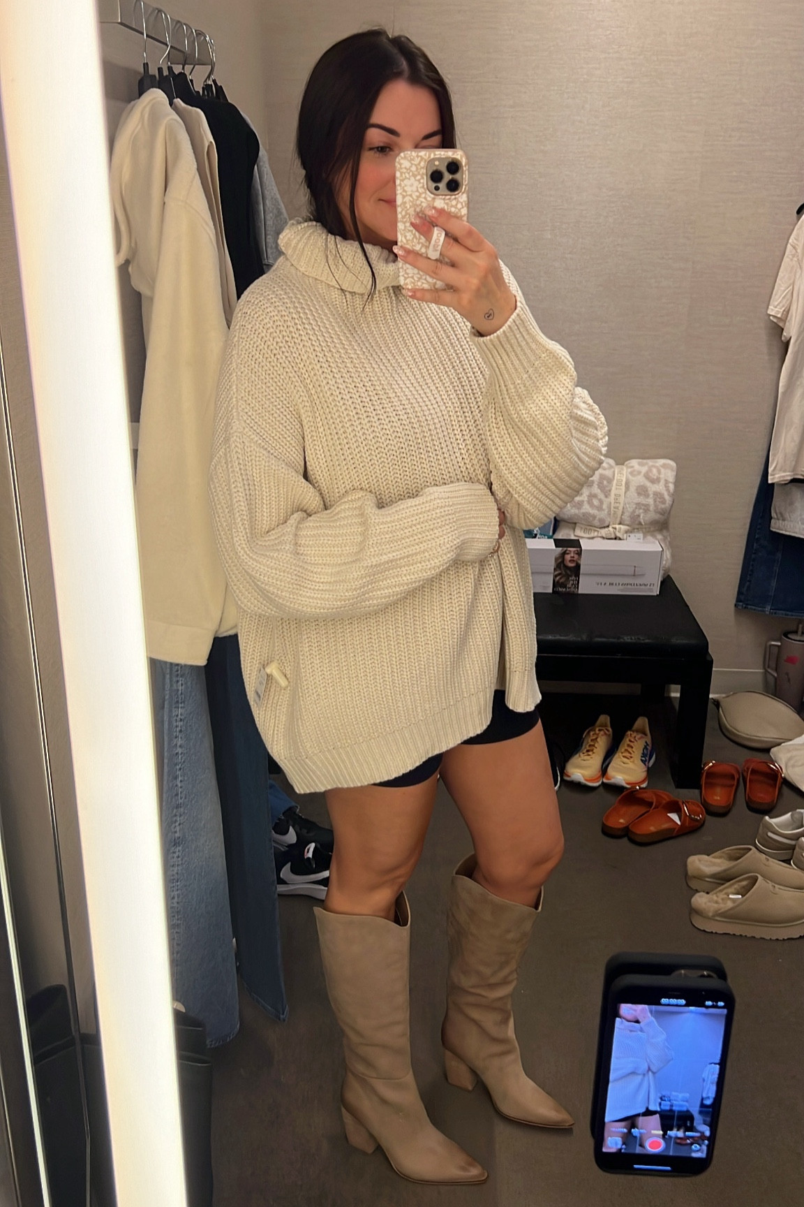 I bought this sweater in a size small! Paired with Nike biker shorts and Steve Madden boots that are also on sale 

#LTKSummerSales #LTKxNSale #LTKSaleAlert