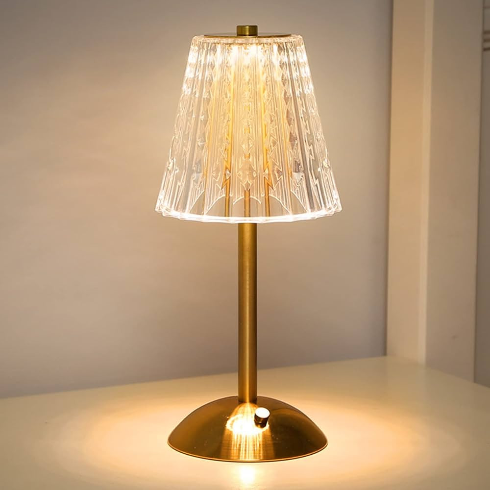 Crystal Table Lamp, Dimmable 3 Colors LED Romantic Diamond Crystal Lamp, Rechargeable Touch Lamp ... | Amazon (UK)
