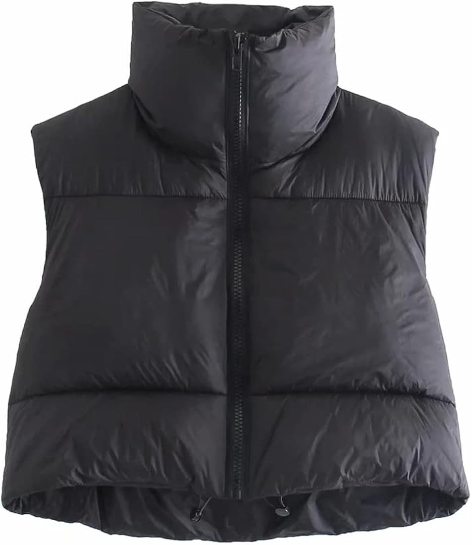 HOULENGS Women's Stand Collar Crop Puffer Vest Lightweight Sleeveless Winter Warm Outerwear Puffe... | Amazon (US)